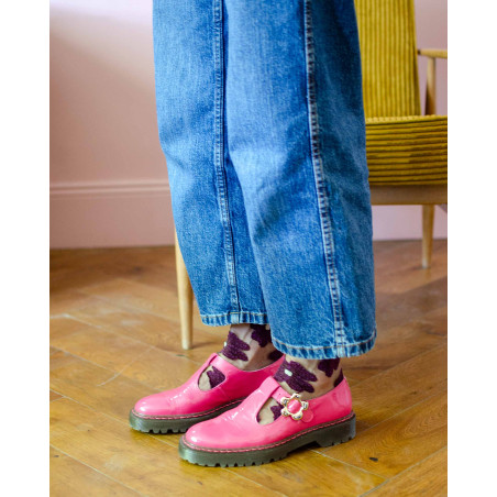 Chaussettes Murano violette à fleurs derbies