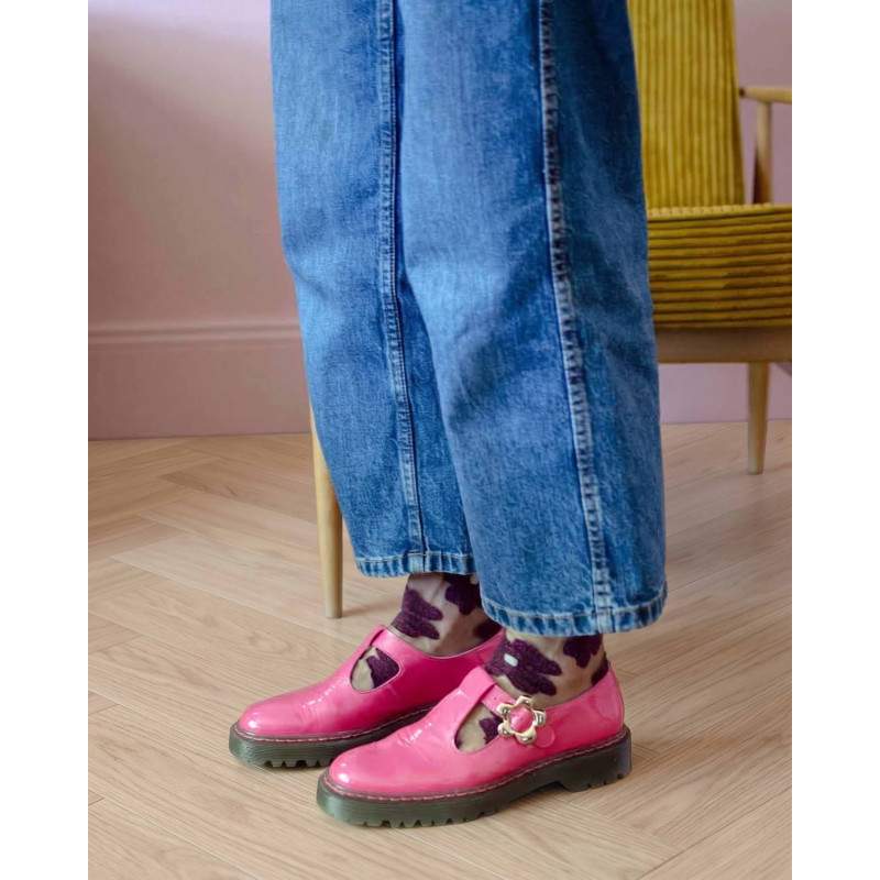 Chaussettes Murano violette à fleurs