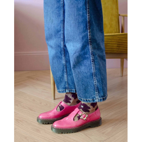 Chaussettes Murano violette à fleurs
