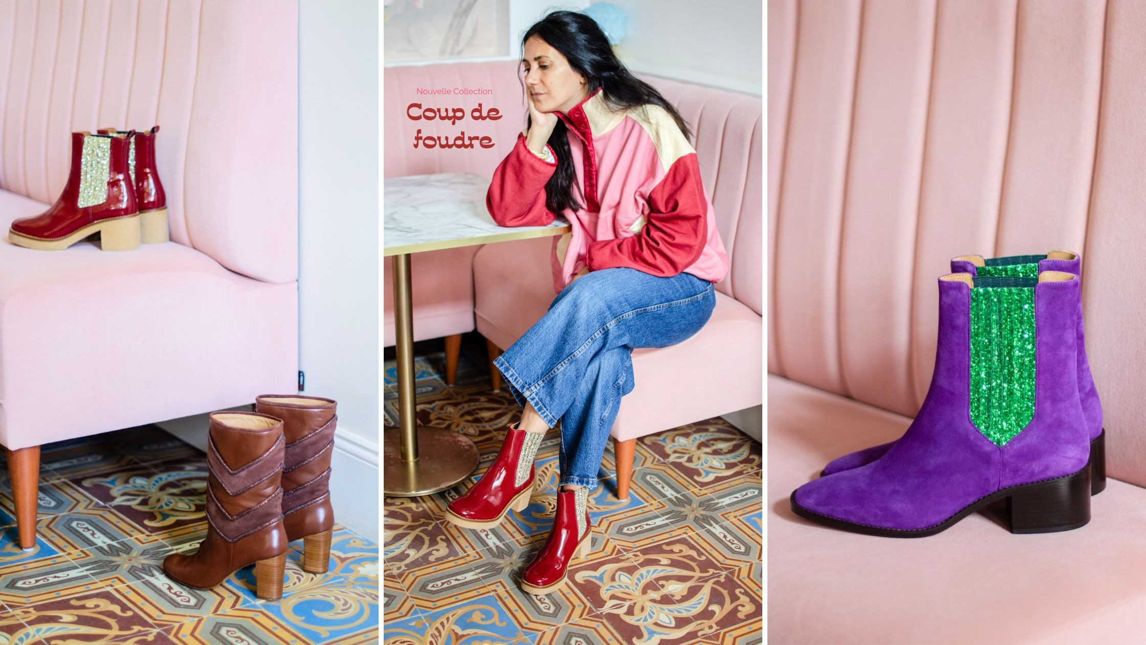  Avec la collection Coup de foudre, votre démarche s’affirme au rythme de chaussures affûtées. Le velouté d’un daim texturé, l’éclat magnétique d’une paillette et l’instinct d’un détail animal.